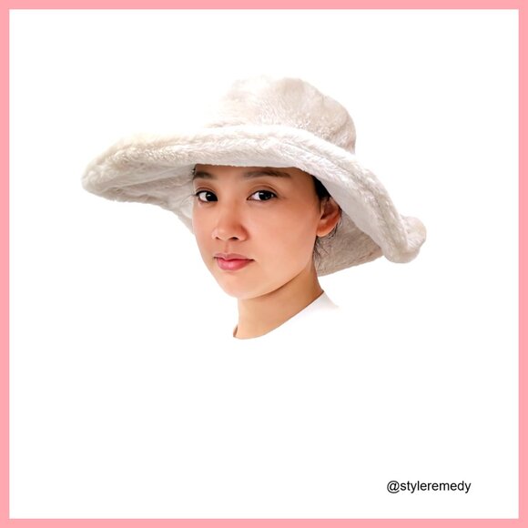 Oversized Winter Bucket Hat Faux Fur Wide Floppy Brim Adjustable main image 2